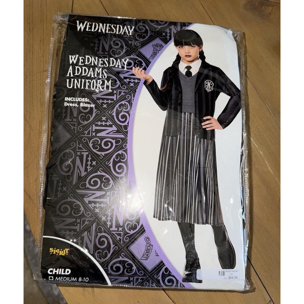 Spirit Halloween Child Wednesday Addams Costume Med 8-10 Dress
